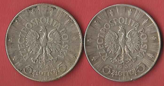  Polen 2x 5 ZL.1934,35 Koblenzer Muenzen Studio Münzankauf Koblenz Frank Maurer AL176   