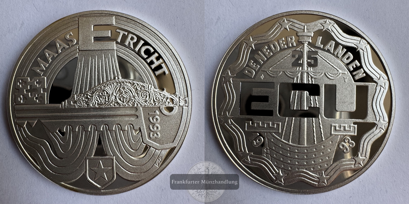  Niederlande 25 ECU Beatrix (Maastricht Treaty) 1993 FM-Frankfurt Feinsilber: 23,125g   