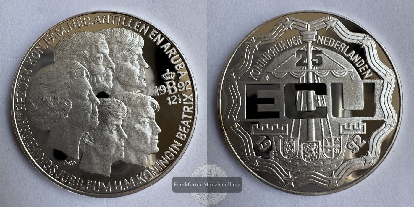  Niederlande 25 ECU Beatrix (Königlicher Besuch) 1992 FM-Frankfurt Feinsilber: 23,125g   