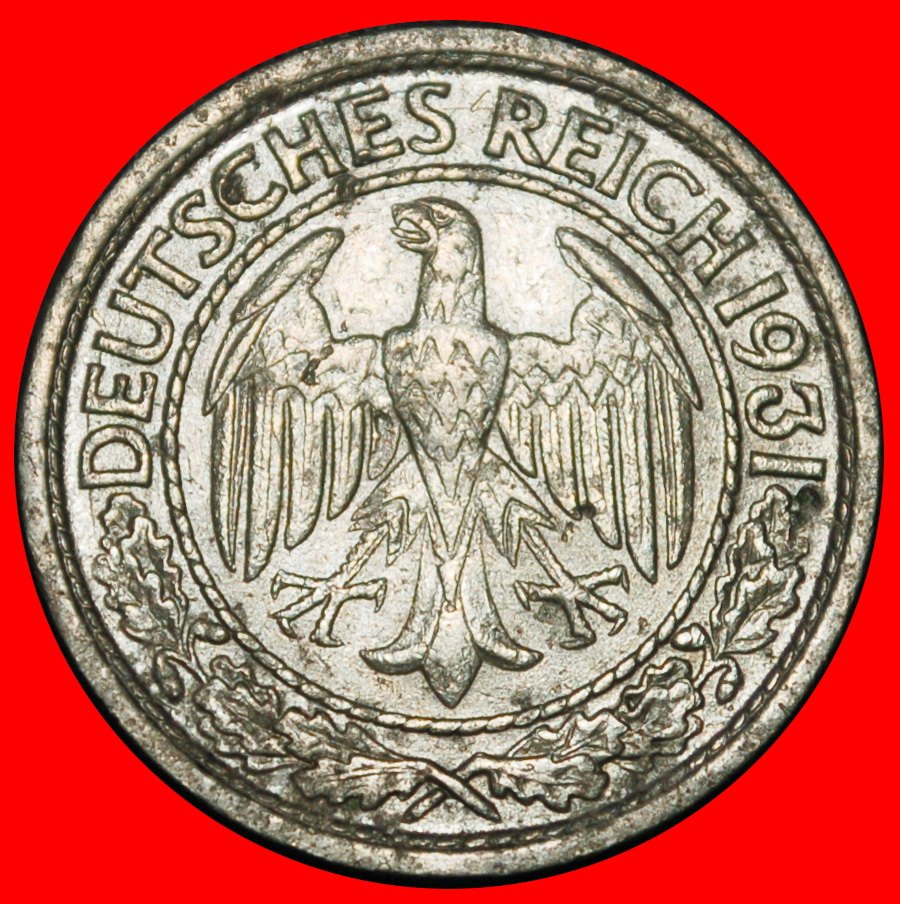 Ⰶ EAGLE (1927-1938): GERMANY ★ 50 PFENNIGS 1931A UNCOMMON PRUSSIA!★LOW START ★ NO RESERVE!