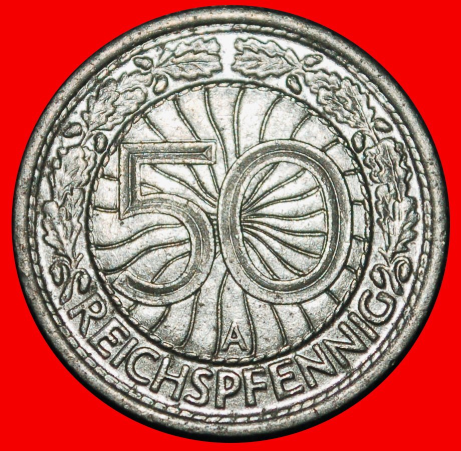  Ⰶ EAGLE (1927-1938):GERMANY★50 PFENNIGS 1937A UNCOMMON★THIRD REICH 1933-1945★LOW START ★ NO RESERVE!   
