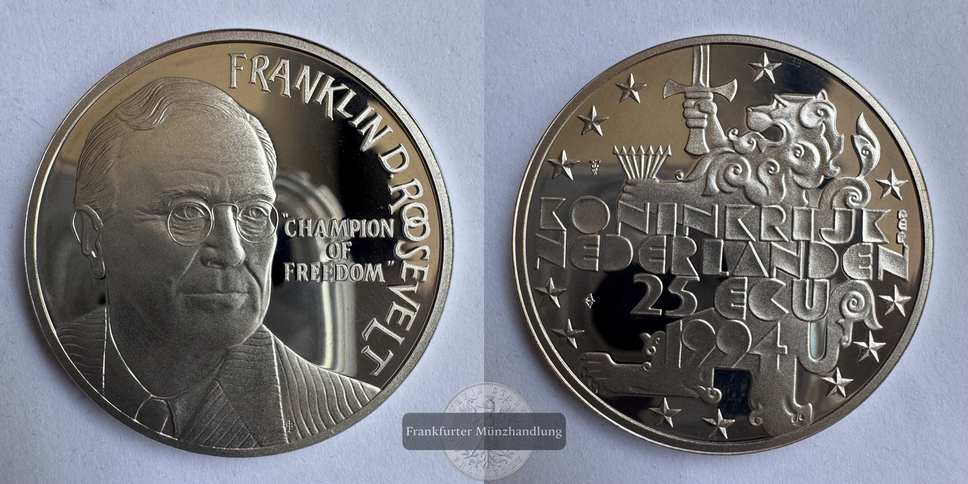  Niederlande 25 ECU Beatrix (Franklin D. Roosevelt) 1994 FM-Frankfurt Feinsilber: 23,125g   