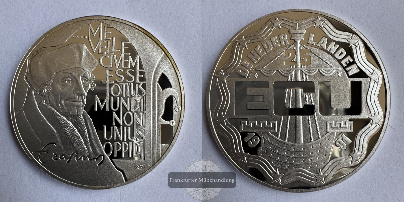  Niederlande 25 ECU Beatrix (Desiderius Erasmus) 1991 FM-Frankfurt Feinsilber: 23,125g   