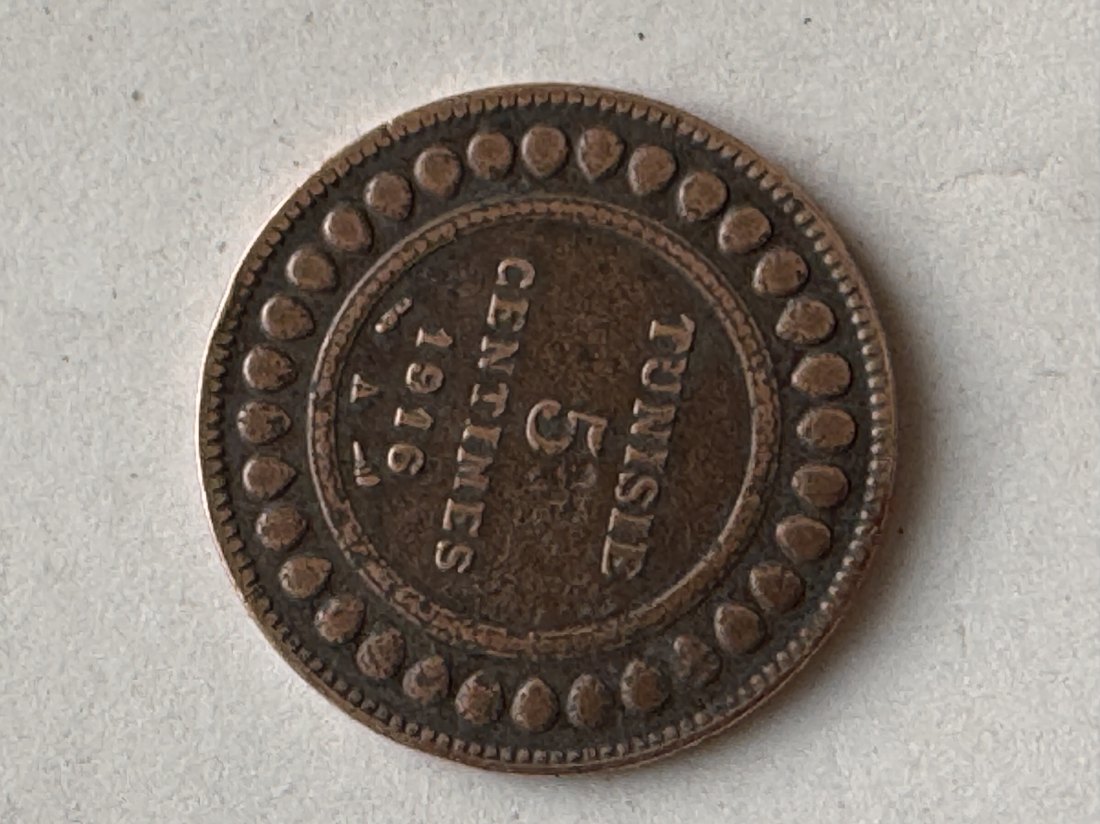 Tunesien 5 Centimes 1916   