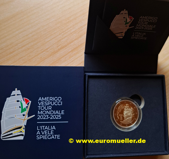 Italien 2 Euro Gedenkmünze 2025...Amerigo Vespucci...PP in Box   