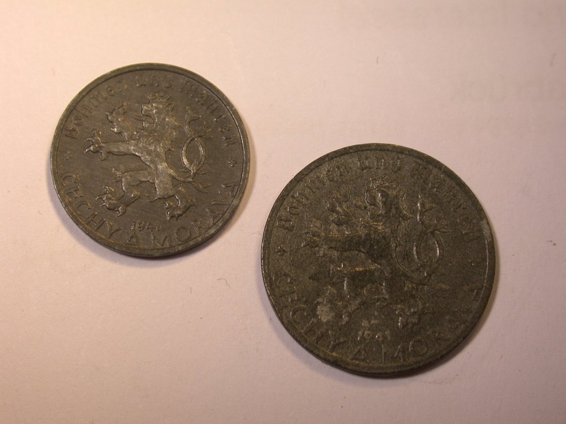  J24  Böhmen und Mähren 10 Heller 1941 + 20 Heller 1941  2 Münzen  Originalbilder   