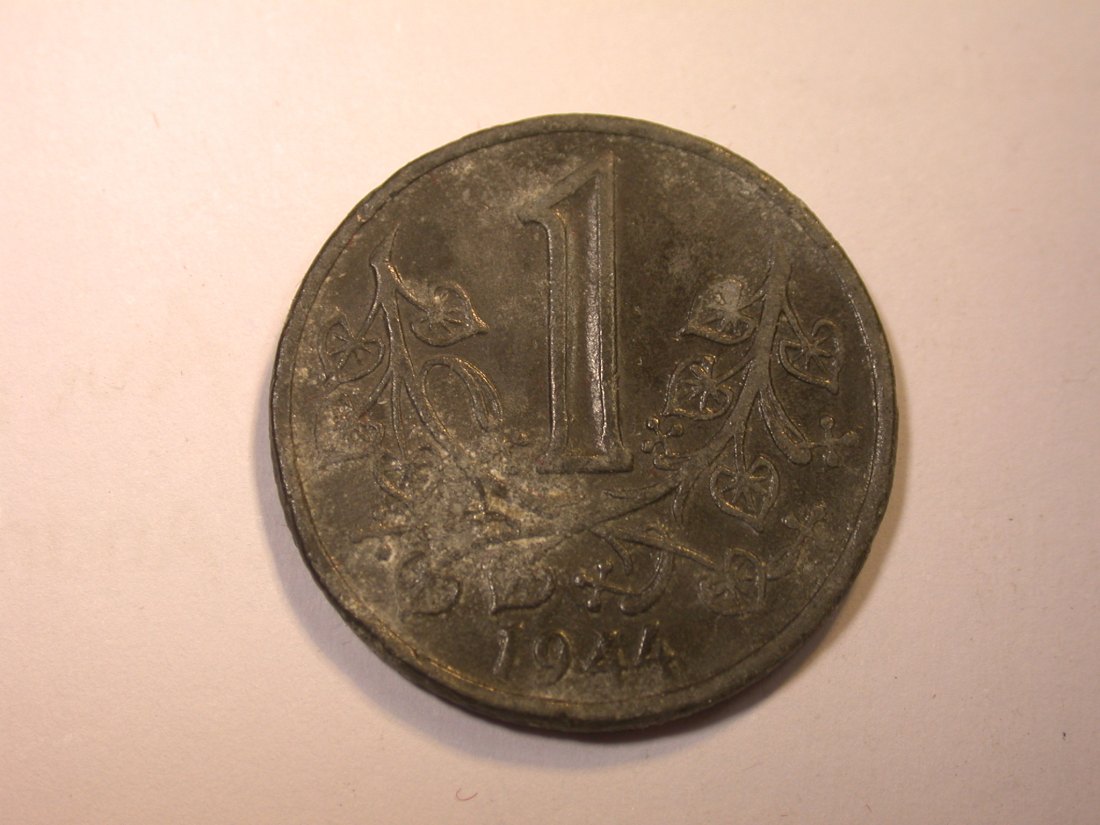 J24 Böhmen und Mähren 1 Krone 1944 in ss/ss+ Originalbilder