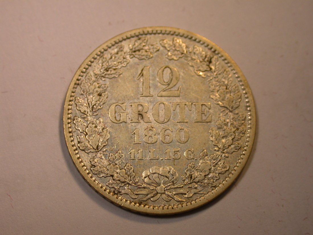 J24 Bremen 12 Groten 1860 in ss Silber Originalbilder