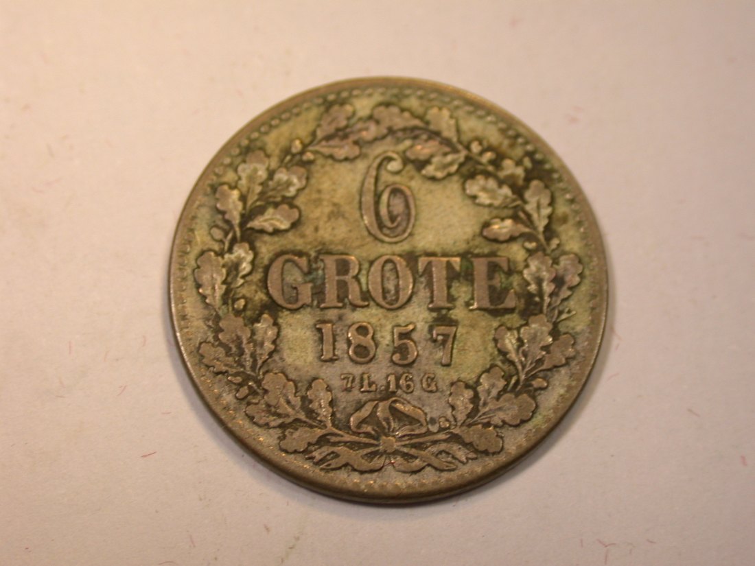  J24  Bremen  6 Groten 1857 in ss   Originalbilder   