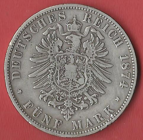  5 Mark Preussen 1874 A Koblenzer Muenzen Studio Münzankauf Koblenz Frank Maurer AL181   
