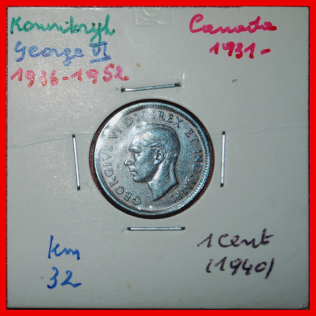  Ⰶ WAR ISSUE (1939-1945): CANADA ★1 CENT 1940! GEORGE VI (1937-1952) WITH INDIA★LOW START★NO RESERVE!   