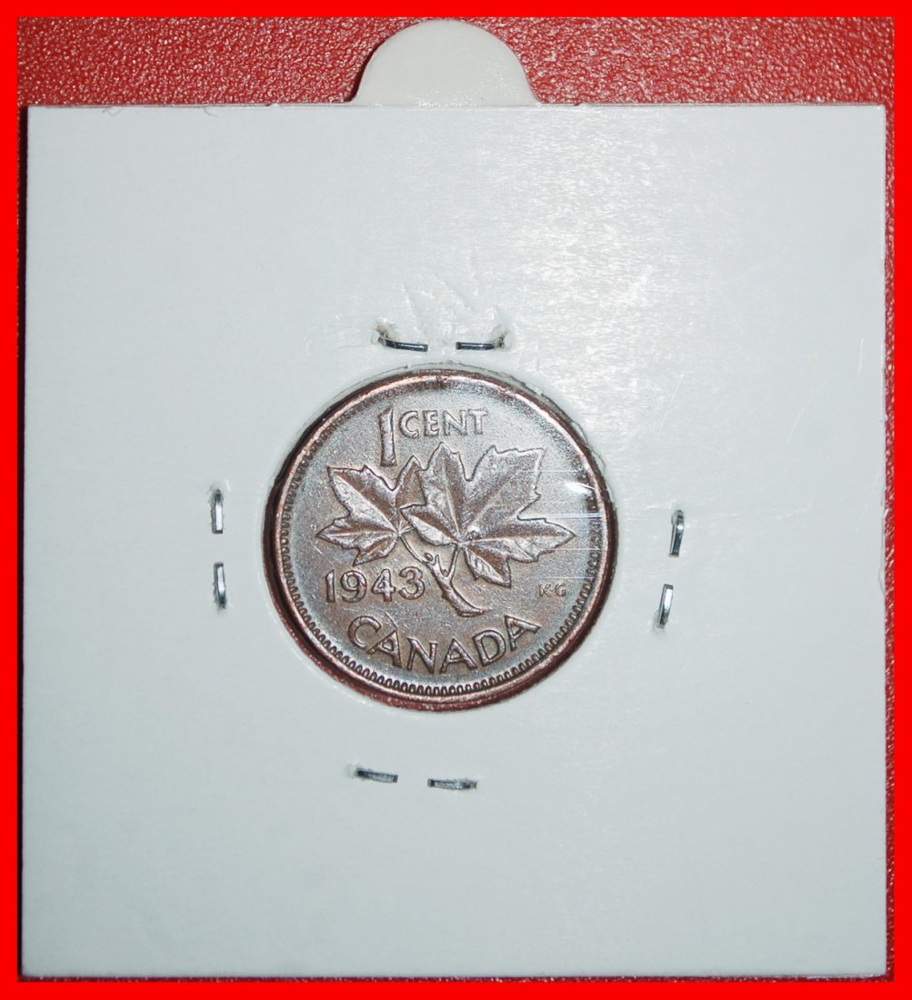 Ⰶ WAR ISSUE (1939-1945): CANADA ★1 CENT 1943! GEORGE VI (1937-1952) WITH INDIA★LOW START★NO RESERVE!