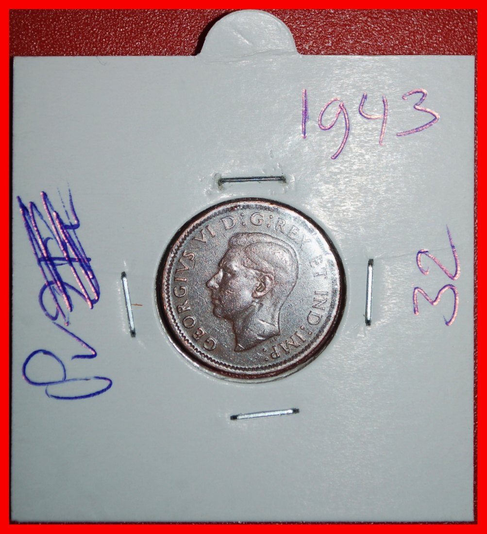 Ⰶ WAR ISSUE (1939-1945): CANADA ★1 CENT 1943! GEORGE VI (1937-1952) WITH INDIA★LOW START★NO RESERVE!   