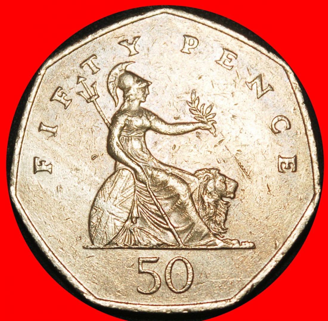 Ⰶ HEPTAGON (1998-2009): GREAT BRITAIN★ 50 PENCE 2001! ELIZABETH II (1953-2022)★LOW START★NO RESERVE!