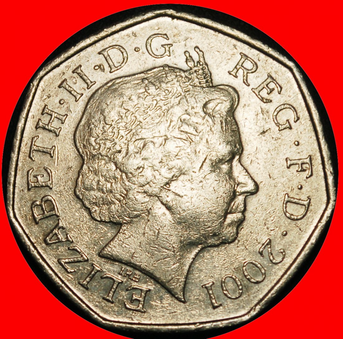  Ⰶ HEPTAGON (1998-2009): GREAT BRITAIN★ 50 PENCE 2001! ELIZABETH II (1953-2022)★LOW START★NO RESERVE!   