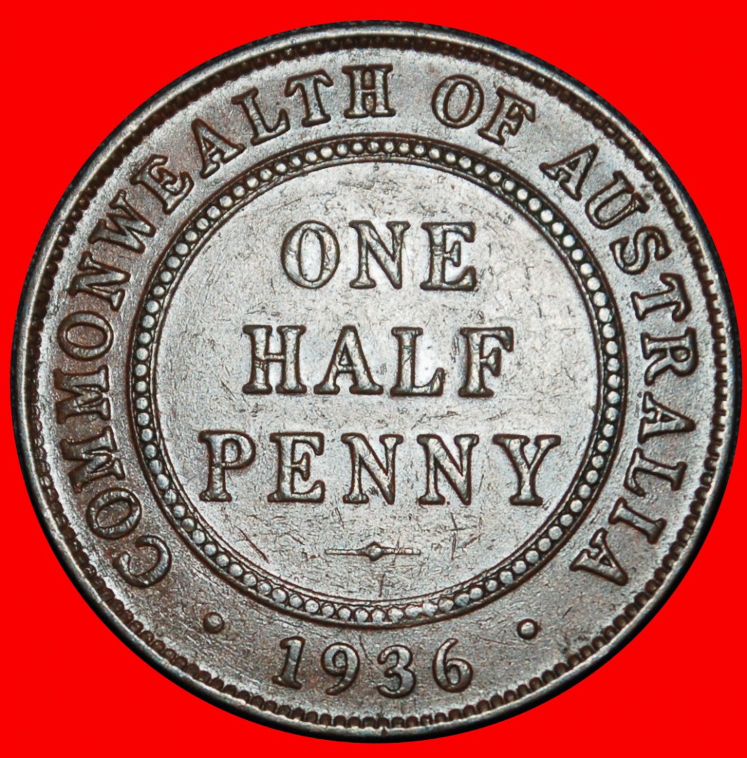 Ⰶ GEORG V. (1911-1936): AUSTRALIEN ★ 1/2 PENNY 1936 MIT INDIEN!★OHNE VORBEHALT!