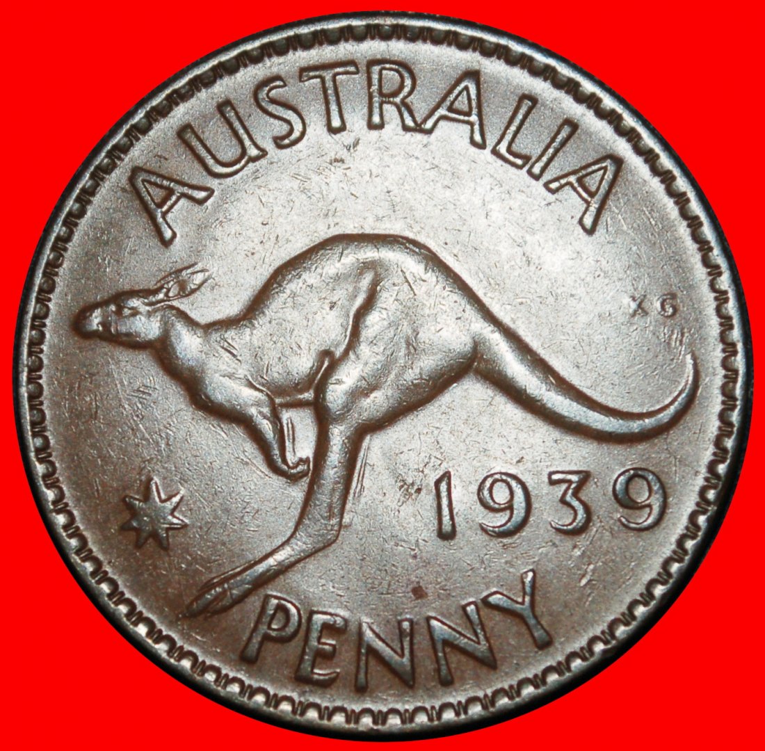 Ⰶ GEORG VI. (1937-1952): AUSTRALIEN★ 1 PENNY 1939 KRIEGSZEIT (1939-1945)! MIT INDIEN★OHNE VORBEHALT!