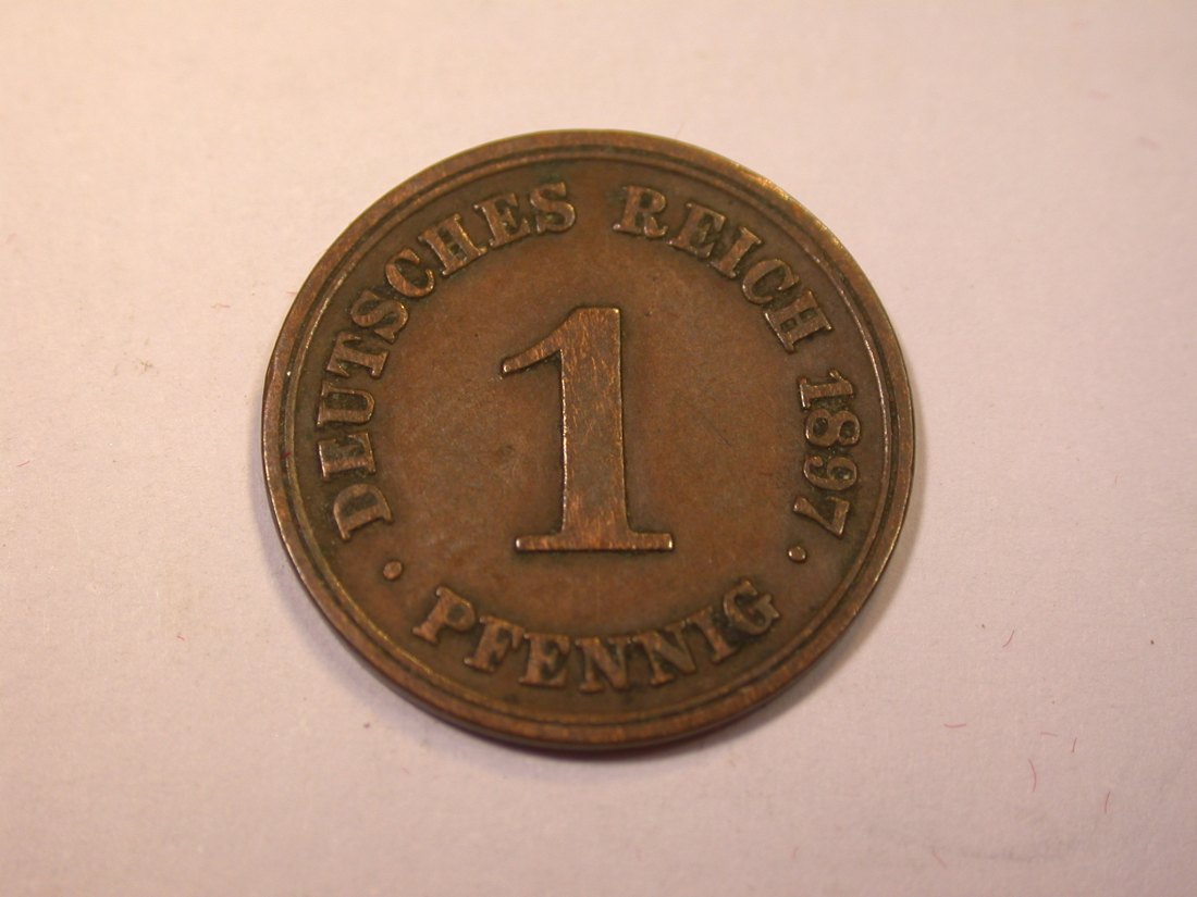  J05  KR  1 Pfennig  1897 F in ss   Originalbilder   
