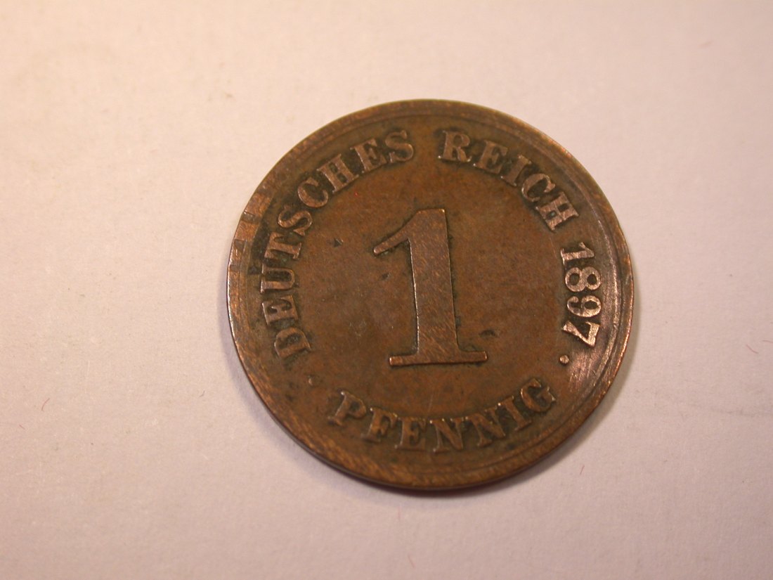  J05  KR  1 Pfennig  1897 G in f.ss    Originalbilder   