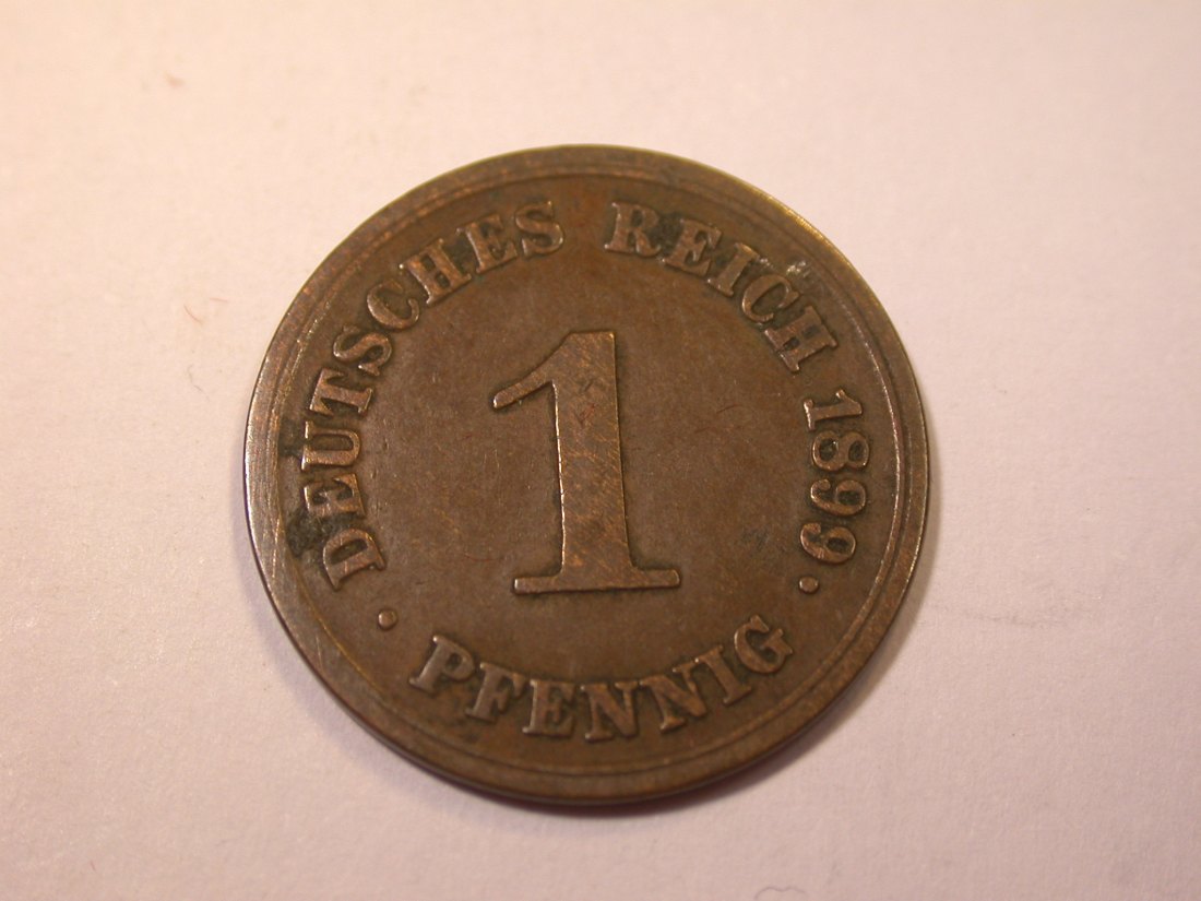  J05  KR  1 Pfennig  1899 E in f.ss     Originalbilder   