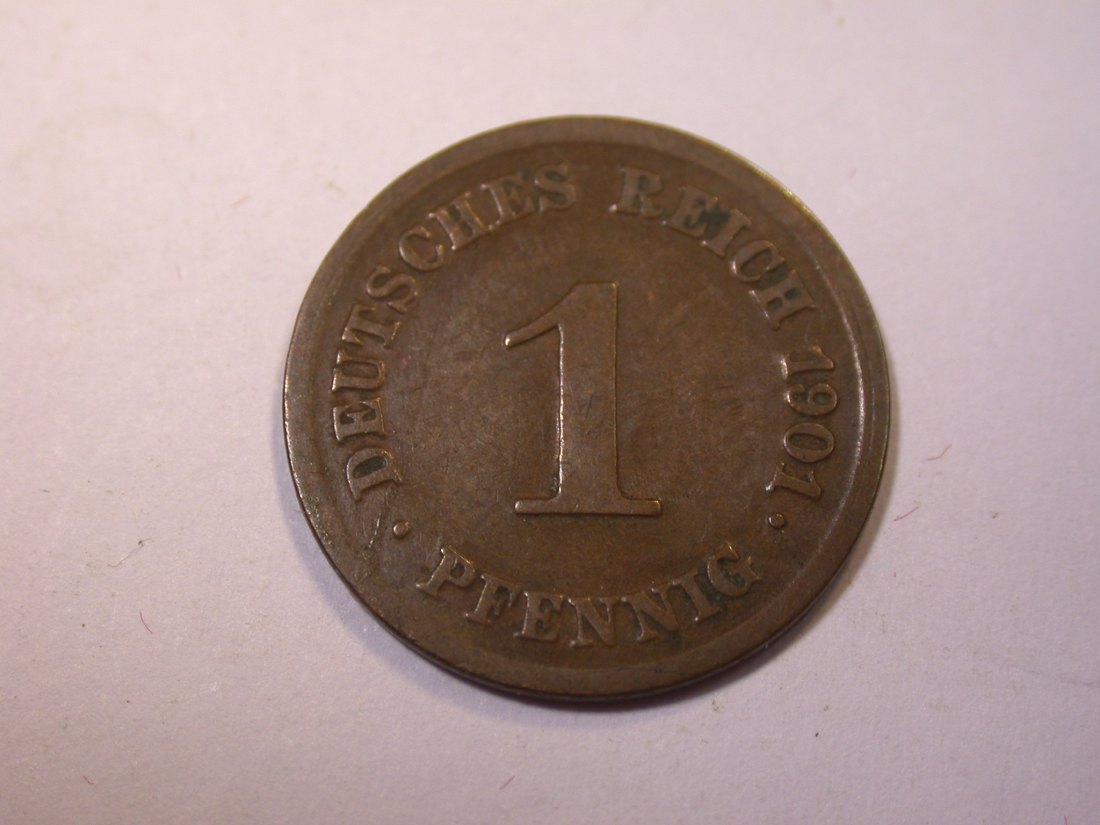  J05  KR  1 Pfennig  1901 E in f.ss    Originalbilder   