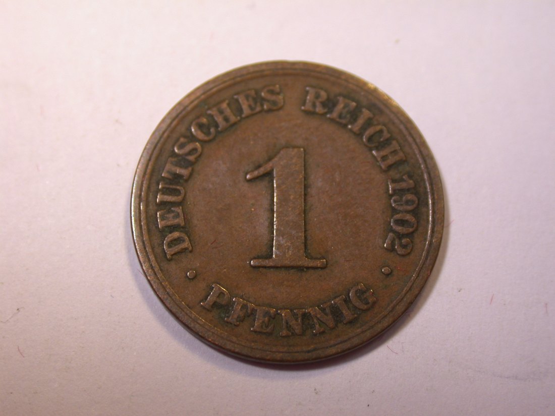 J05 KR 1 Pfennig 1902 F in ss Originalbilder