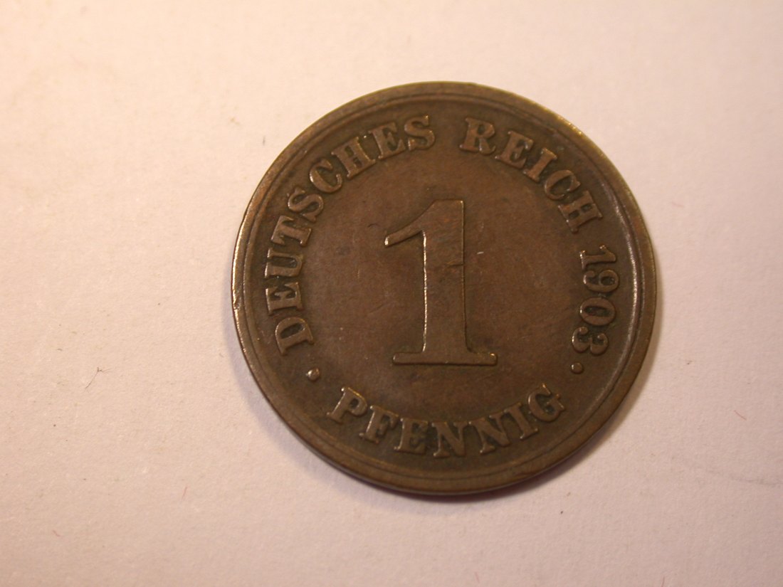  J05  KR  1 Pfennig  1903 E in ss    Originalbilder   