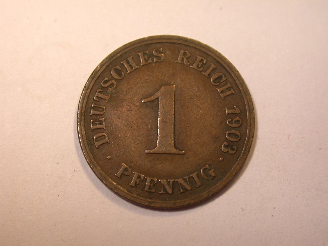  J05  KR  1 Pfennig  1903 J in ss    Originalbilder   