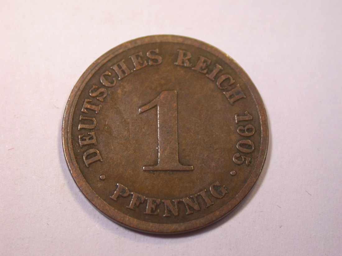 J05 KR 1 Pfennig 1905 J in f.ss Originalbilder