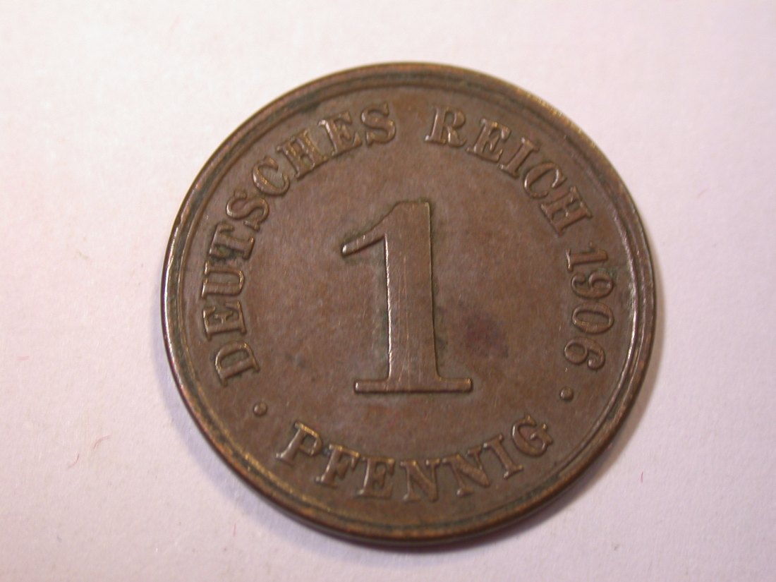  J05  KR  1 Pfennig  1906 F in ss-vz   Originalbilder   
