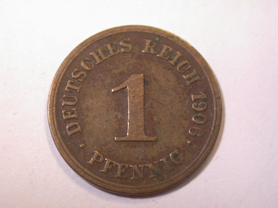 J05  KR  1 Pfennig  1906 G in f.ss  Originalbilder   