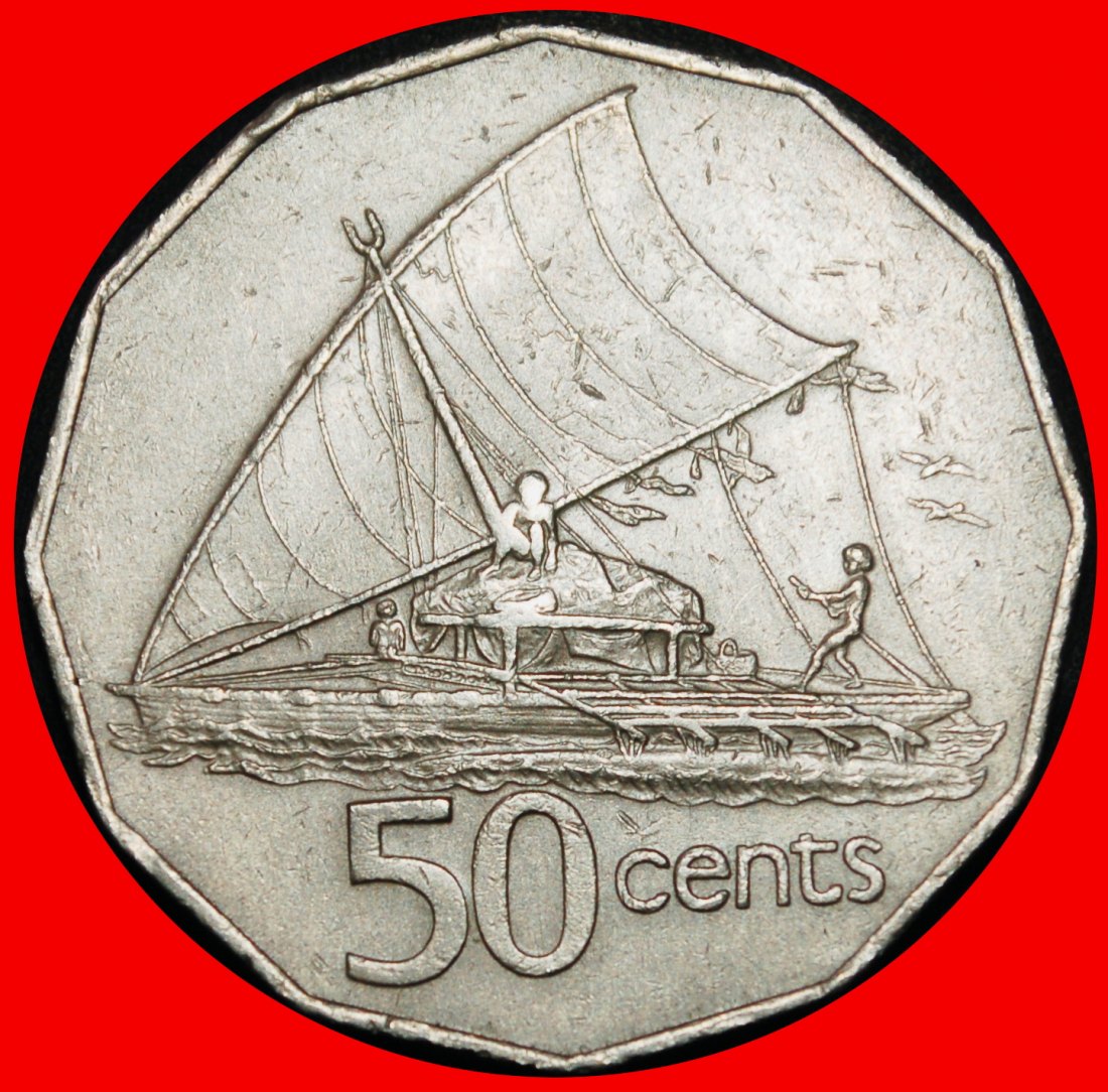 Ⰶ AUSTRALIA (1975-1987): FIJI ★ 50 CENTS 1981 ELIZABETH II (1953-2022) SHIP!★LOW START★NO RESERVE!