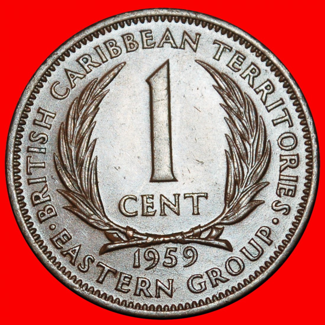 Ⰶ BRITAIN (1955-1965):CARIBBEAN★1 CENT 1959! ELIZABETH II (1953-2022) UNCOMMON★LOW START★NO RESERVE!