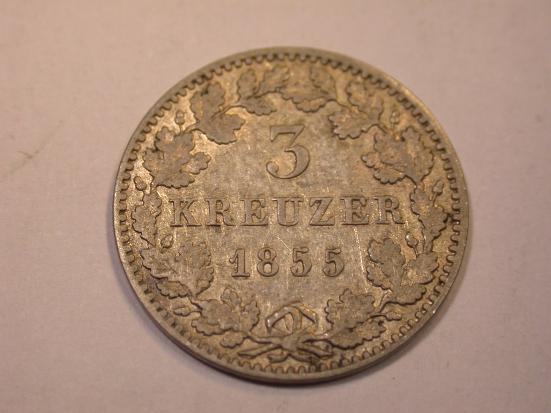  J06 Bayern  3 Kreuzer 1855 in ss+   Originalbilder   