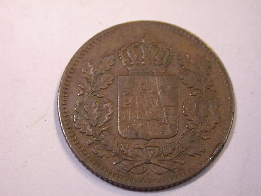  J06 Bayern  1/2 Kreuzer 1853 in ss, feine Kratzer    Originalbilder   