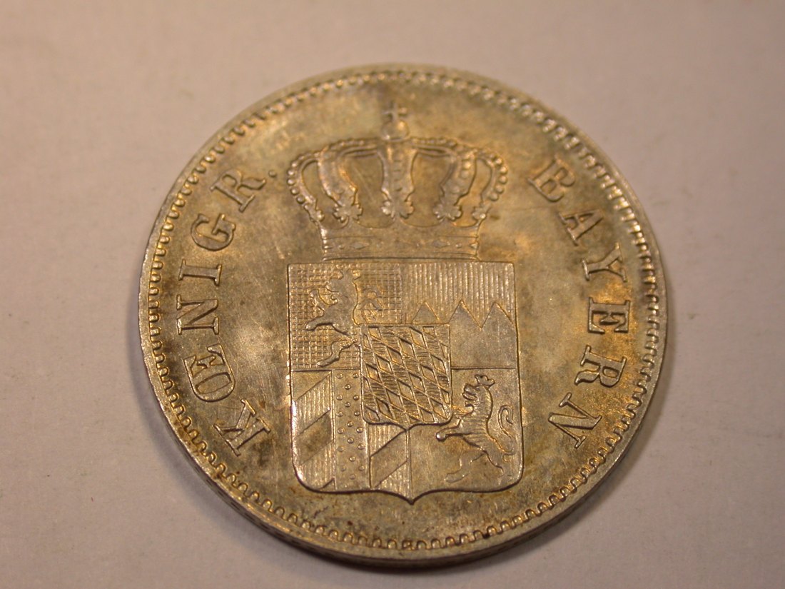  J06 Bayern  6 Kreuzer 1850 in vz/vz-st    Originalbilder   