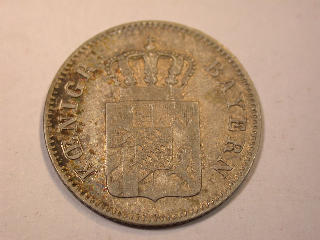  J06 Bayern  6 Kreuzer 1856 in ss+    Originalbilder   