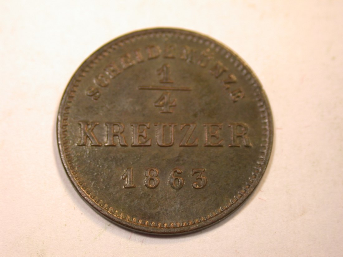 J06 Schwarzburg-Rudolstadt 1/4 Kreuzer 1863 in f.vz/vz-st Top-Erhaltung Originalbilder