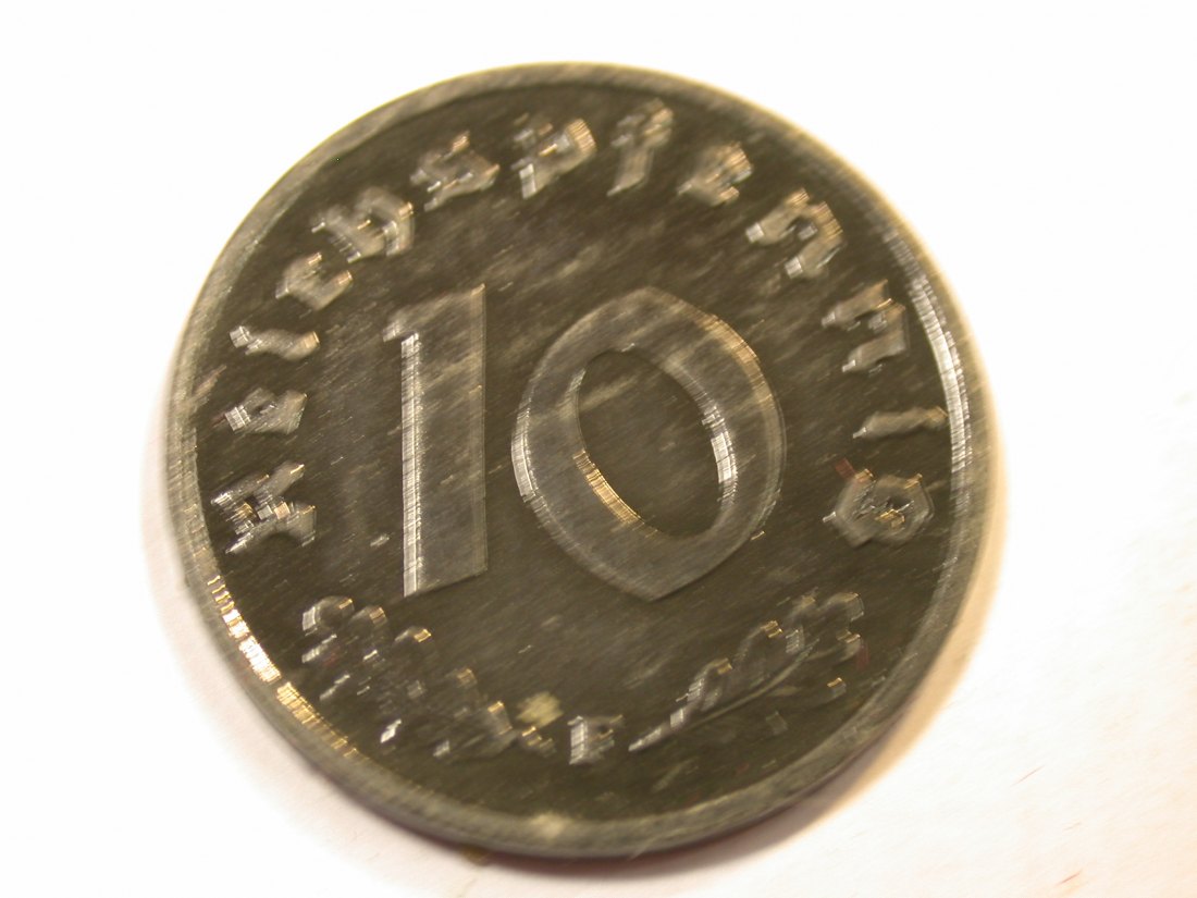 J06 Aliierte Besatzung 10 Pfennig 1947 F in vz-/vz-st zaponiert Originalbilder