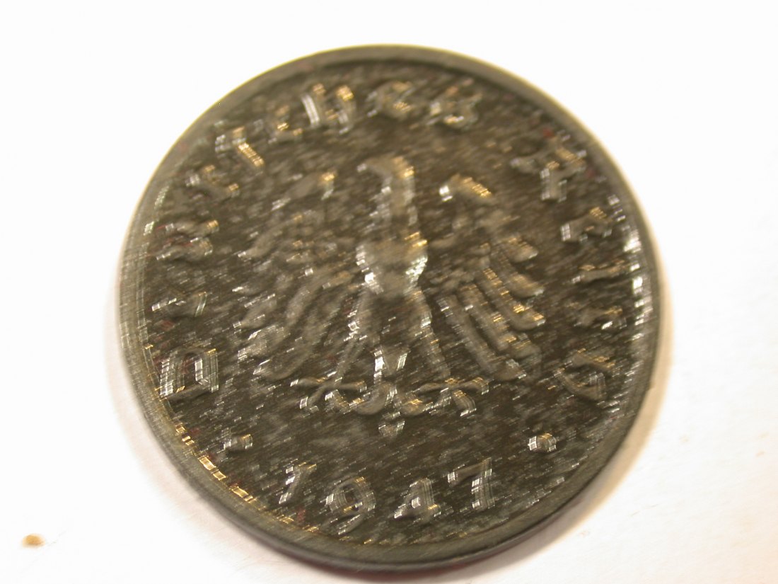  J06  Aliierte Besatzung 10 Pfennig 1947 F in vz-/vz-st zaponiert   Originalbilder   
