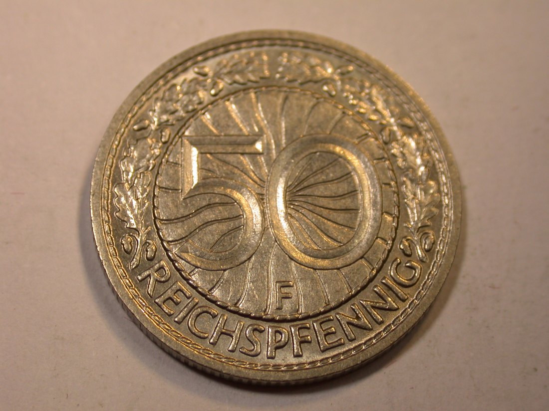 J06 Weimar 50 Pfennig 1937 F in vz Originalbilder