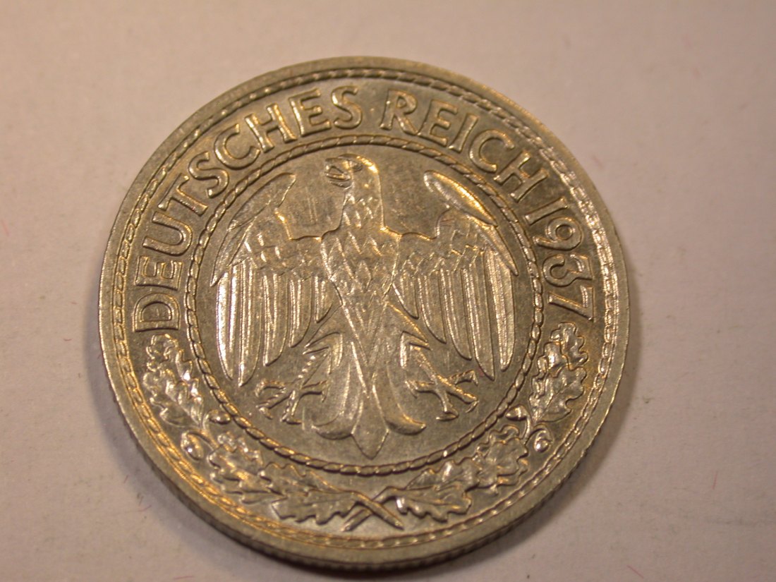  J06  Weimar  50 Pfennig 1937 F  in vz  Originalbilder   