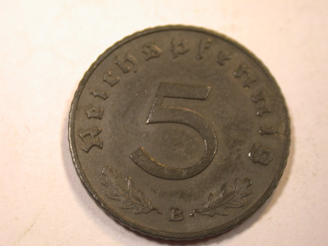  J06  3.Reich  5 Pfennig 1942 B in ss+     Originalbilder   