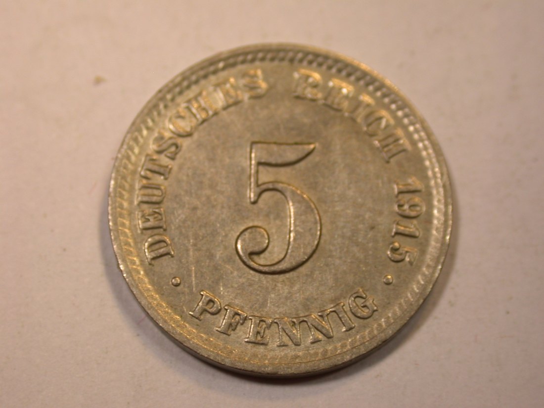  J06  KR  5 Pfennig 1915 D in vz-st    Originalbilder   