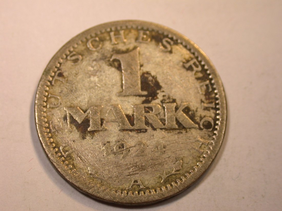 J06 Weimar 1 Mark 1924 A in f.ss Silber Originalbilder