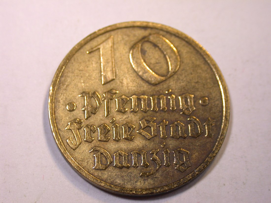 J06 Danzig 10 Pfennig 1932 in ss Originalbilder