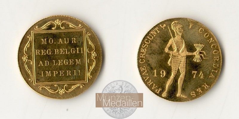 Niederlande, Juliana 1949-1980. MM-Frankfurt  Feingold: 3,44g Dukat 1974 
