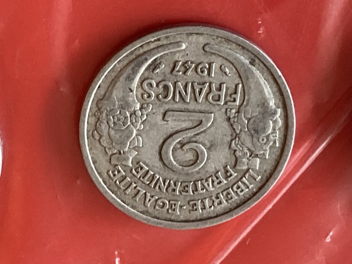 Münze Umlaufmünze Frankreich 2 Francs 1947 ohne Münzzeichen