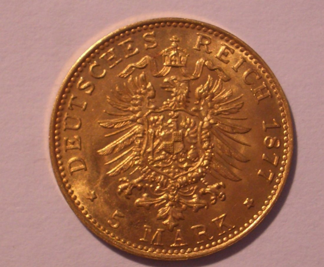5 MARK Hamburg 1872 JÄGER 208 VZ