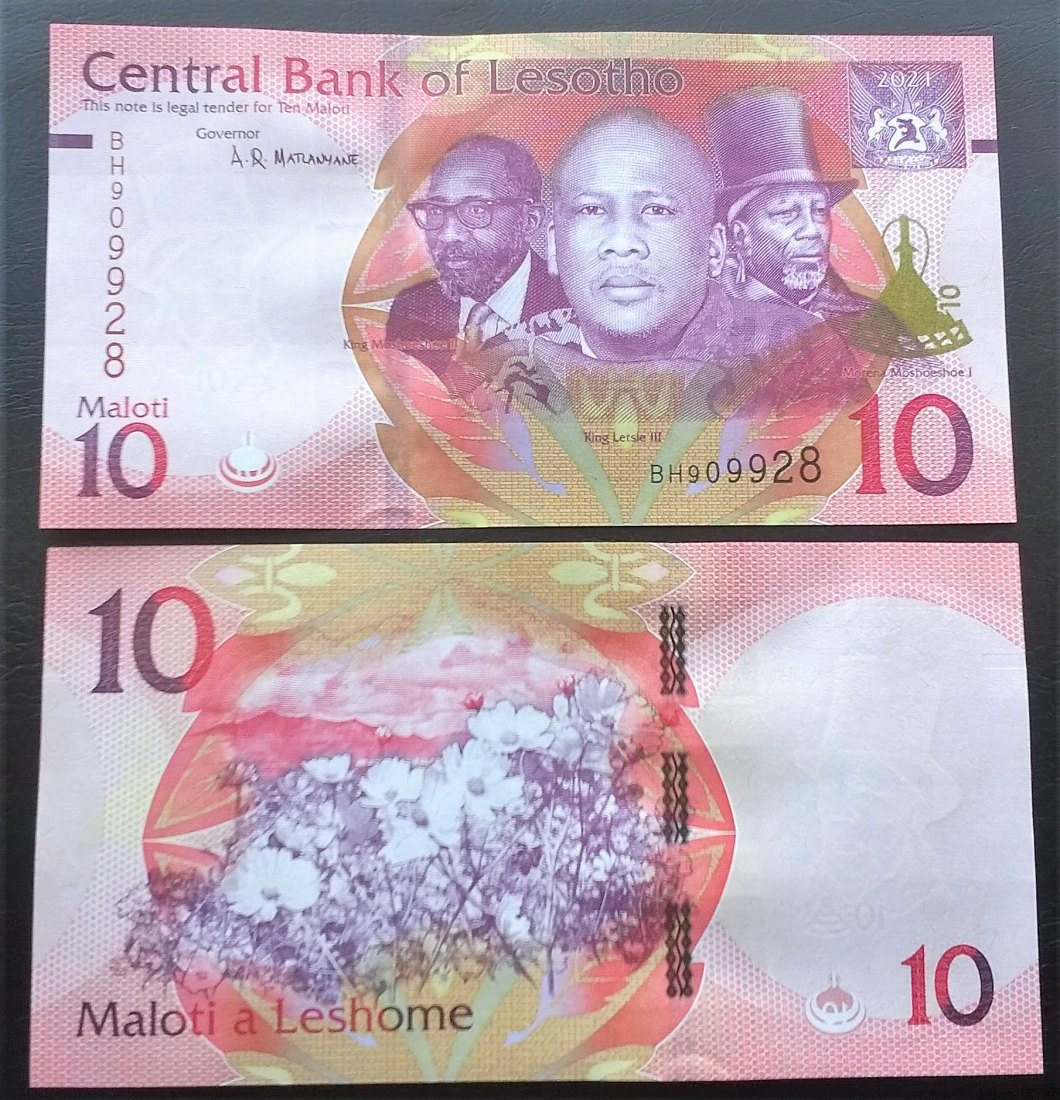  Lesotho 10 Maloti 2021 UNC   